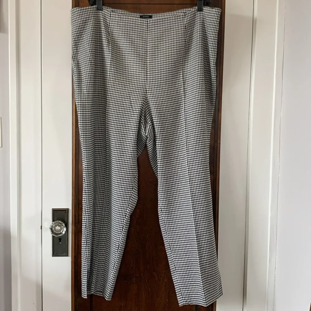 NWT Halogen Houndstooth Check Pants 20W Rich Black $138 Retail Slim Ankle!